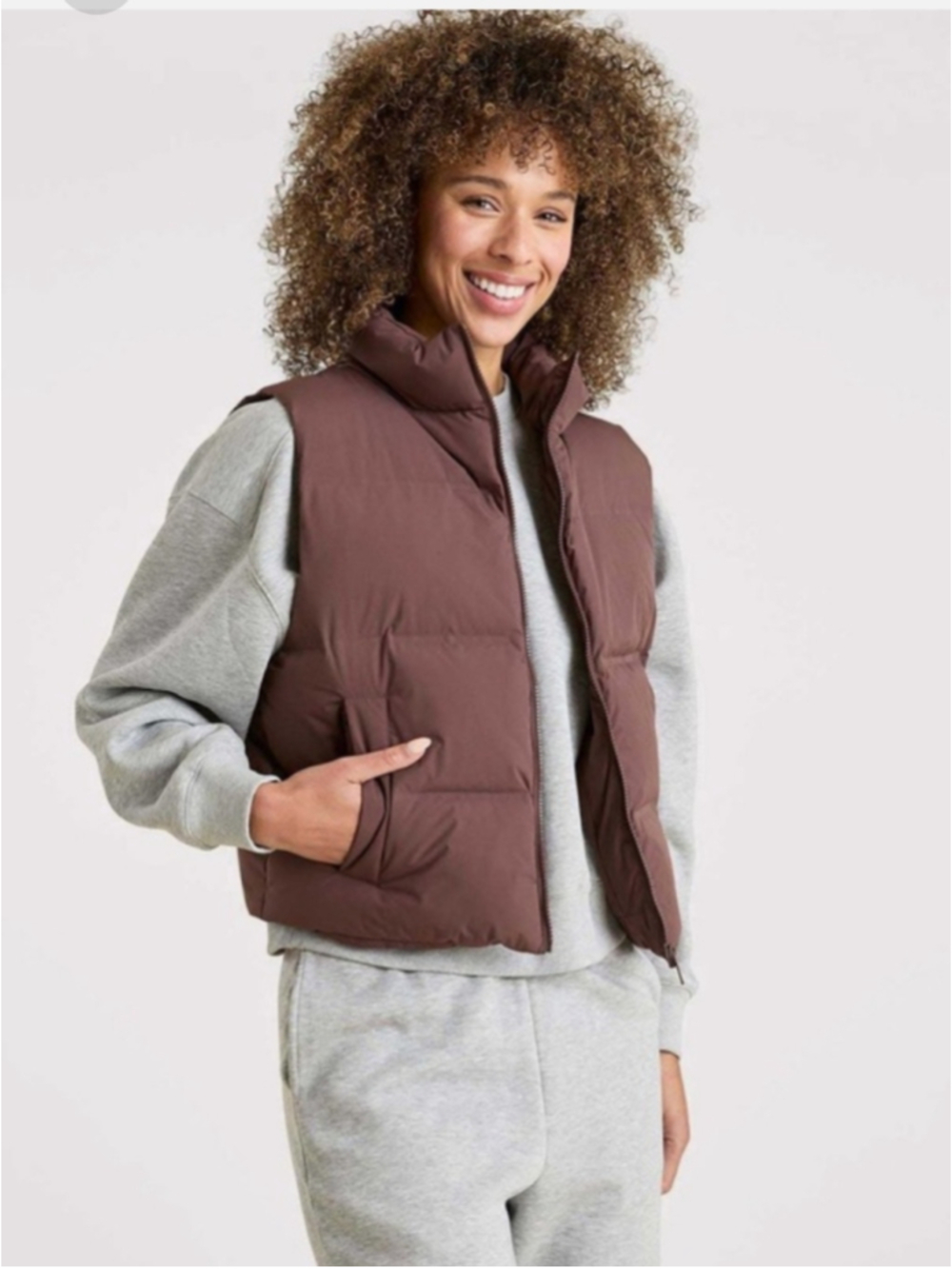 Nuuds Puffer Vest Goose Down Brown Size XL Plush Warm